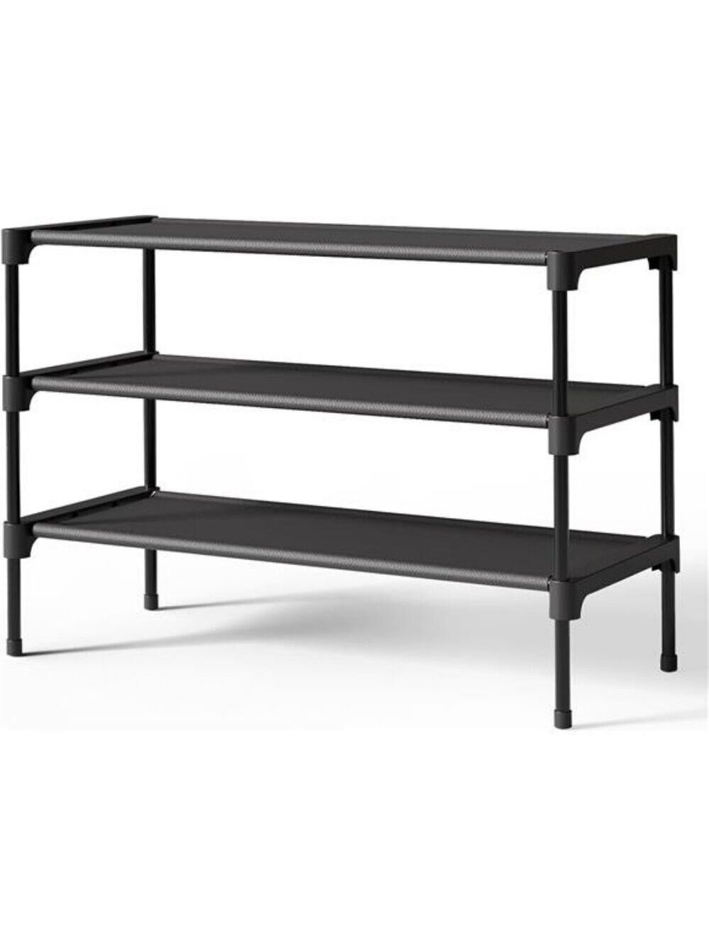 Black Stackable Shoe Rack Organizer Shelf for Closet Entryway Garage Storage